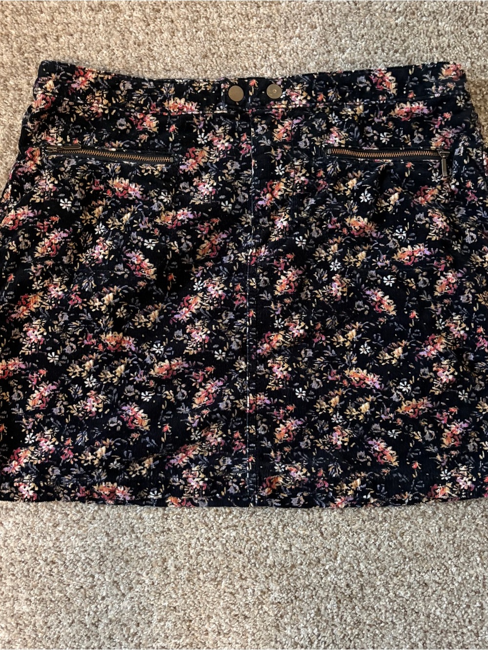 Mossimo Supply Co. Black Floral Mini Skirt with Pink & Cream Blossoms